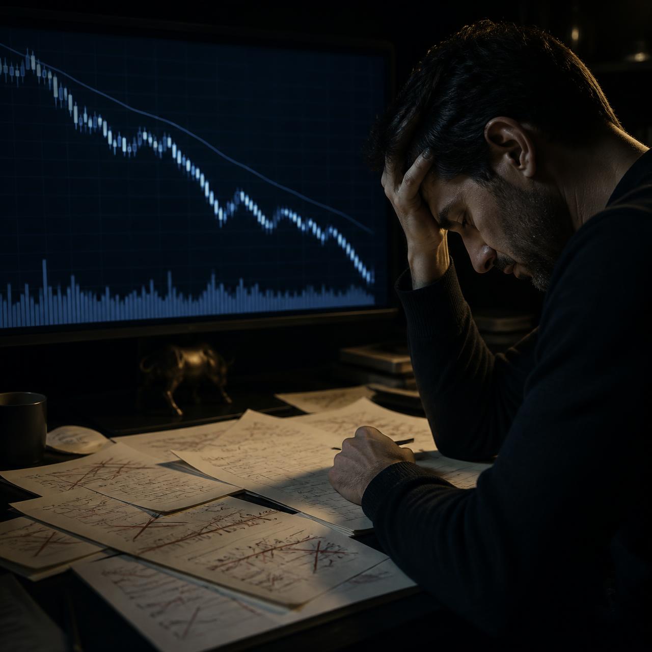 Trader revisando operaciones perdidas sin saber qué está fallando